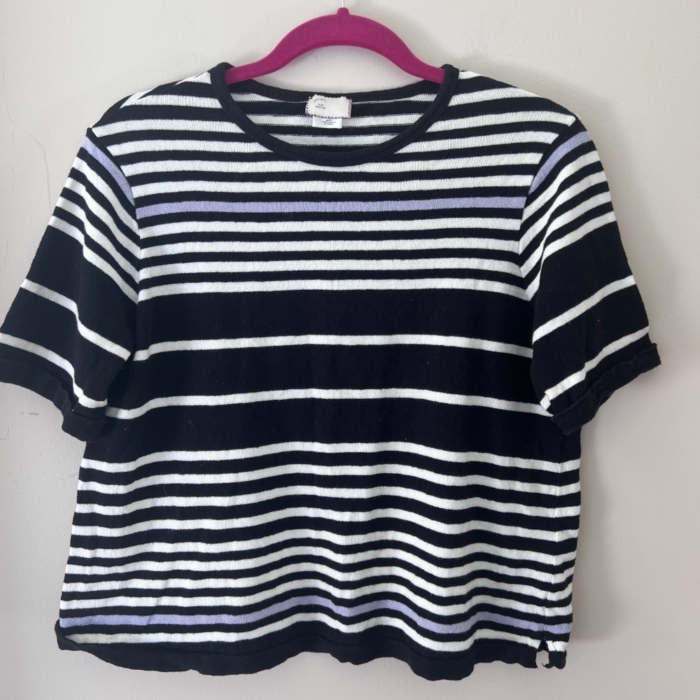 Anthropologie‎ Postmark Striped Knit Top Short Sleeve Crew Neck Medium
